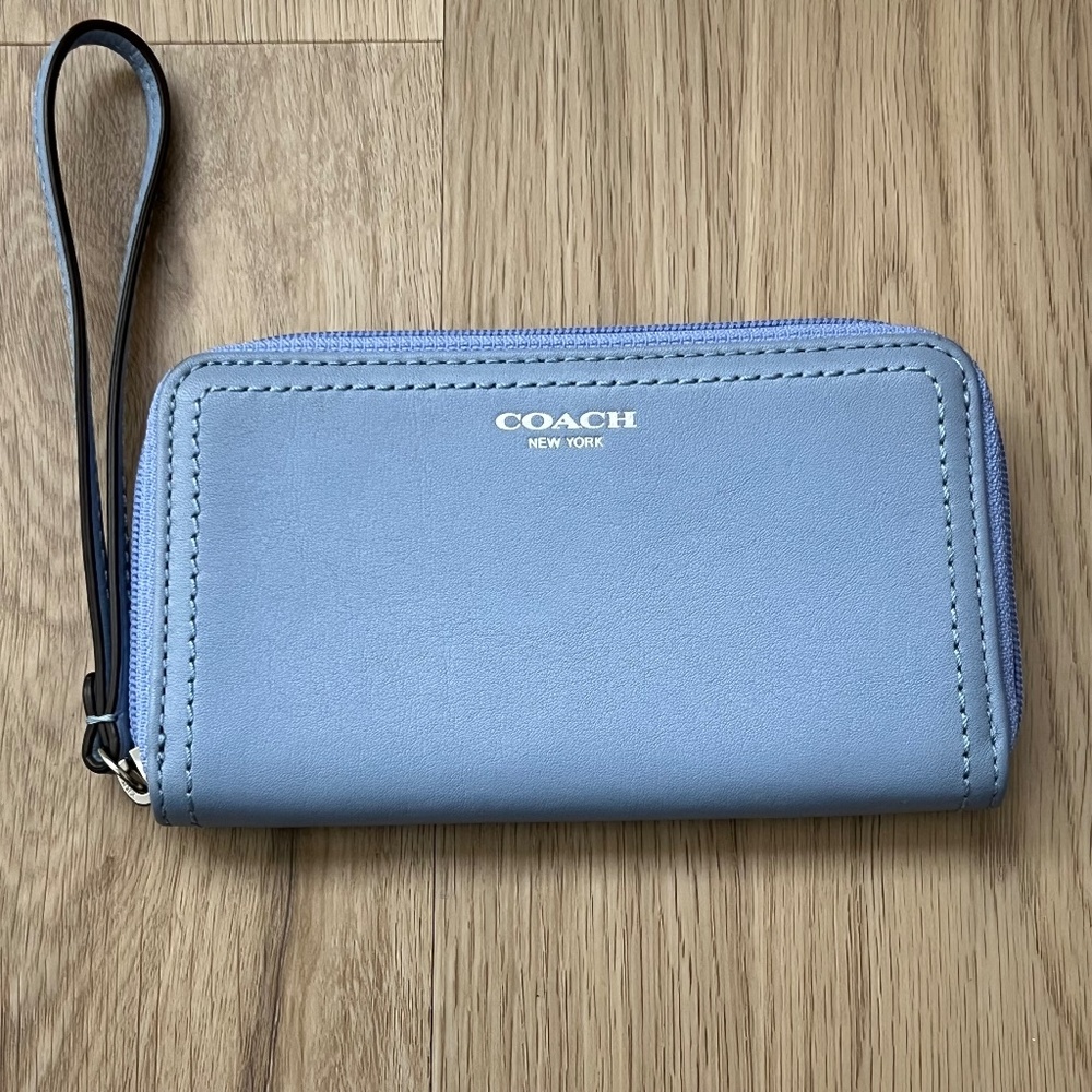 COACH zippered wristlet wallet with card slots EUC